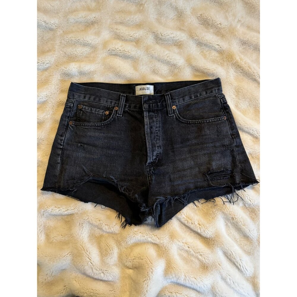 Agolde Parker Black Denim Shorts, Size 28